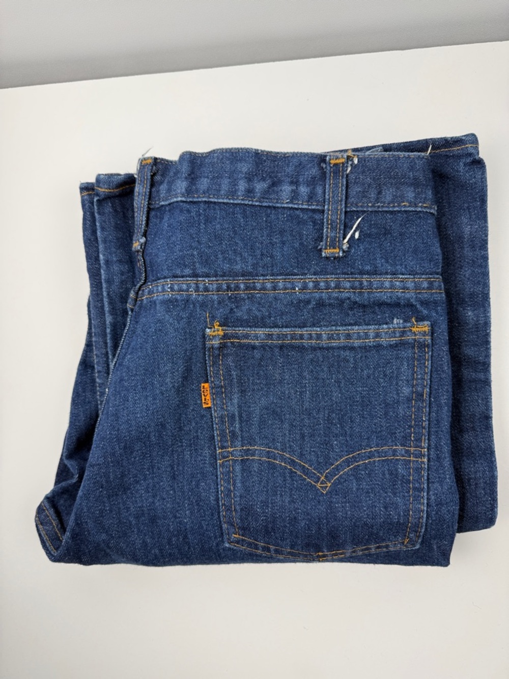 Dead Stock Orange tab Vintage Men's dark blue Jeans - Size 34x32 ,